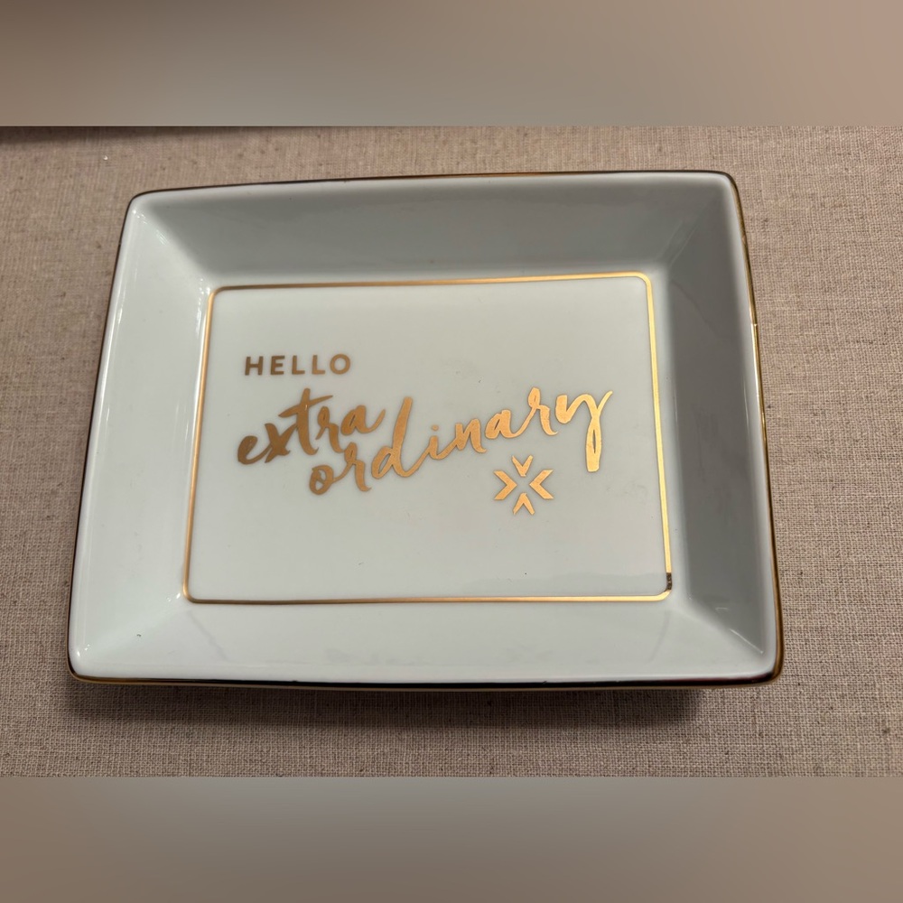 Stella & Dot Gold and White Ceramic Jewelry Tray